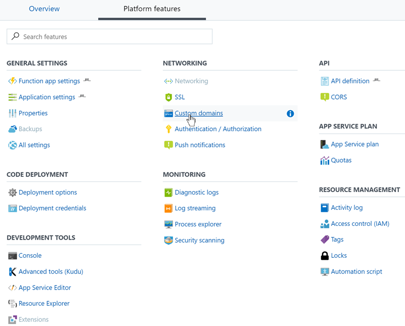 Custom Domains Setting