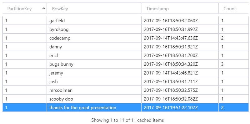 Table Storage Explorer