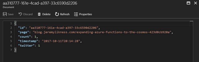 A CosmosDB Document