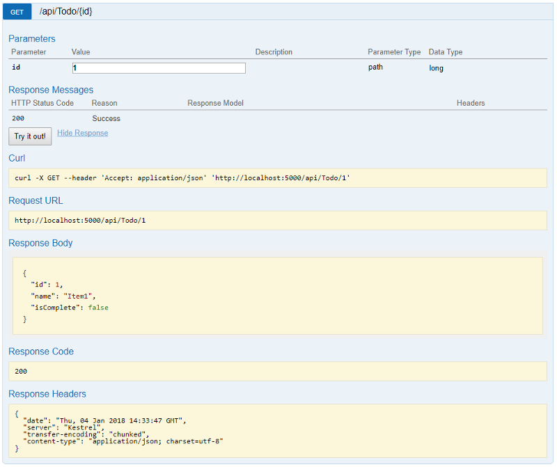 Look, I just fetched a ātodoā item right from the browser!