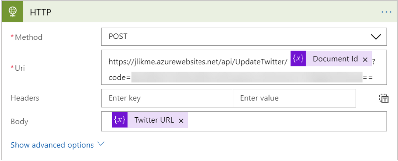 POST to the function endpoint