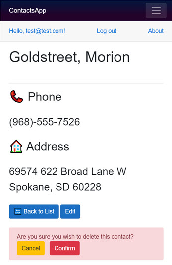 Mobile screenshot of a contact