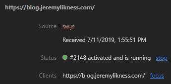 Service worker status